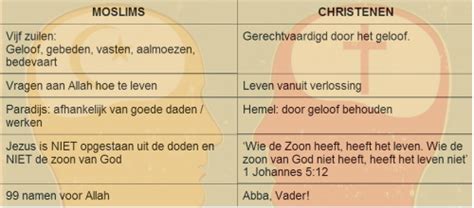 Infographic die de belangrijkste verschillen en overeenkomsten tussen christendom en islam toont, zoals besproken in de serie.