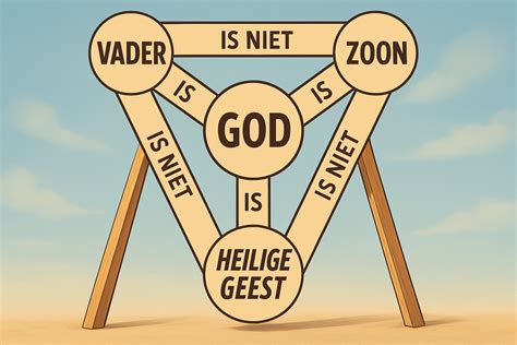Illustratie van de Drie-eenheid (Vader, Zoon, Heilige Geest) in een traditionele artistieke stijl.