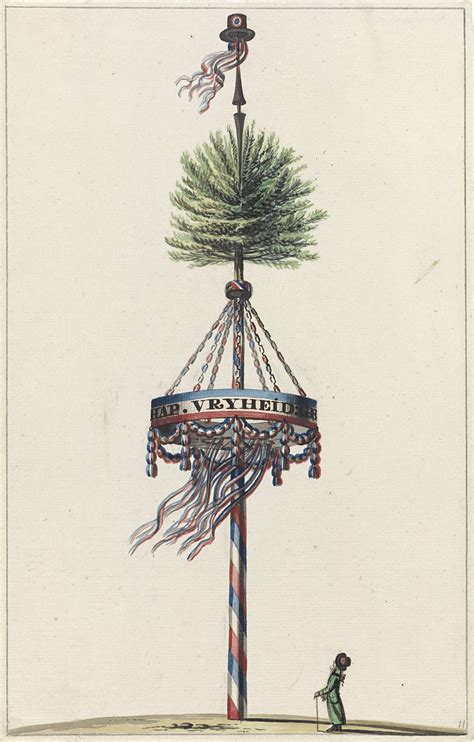 Historische tekening van het planten van de vrijheidsboom