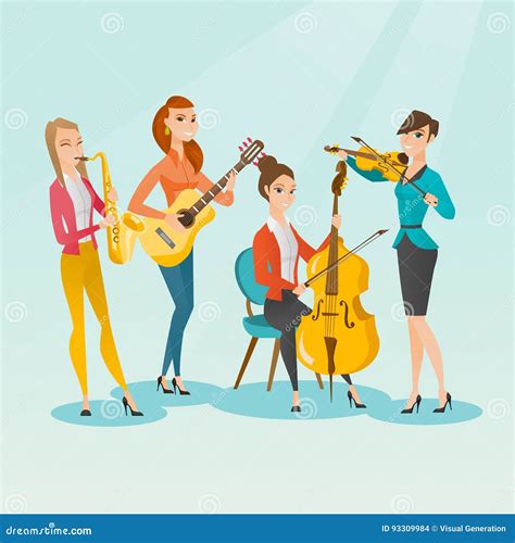 Fotografie van een groep jonge musici die zich voorbereiden op een optreden.