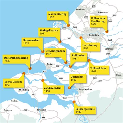Overzichtskaart van de provincie Zeeland met de locaties van het Calvijn College aangegeven.