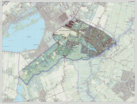 Plattegrond van Uithoorn uit 1866 met de Thamer Polder en Uithoornse Polder.