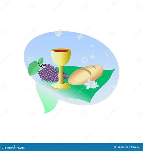 Illustratie van brood en wijn, symbolen van het Heilig Avondmaal