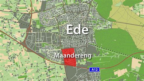 Kaart van Ede met de aanduiding van de verschillende wijken en secties van de Oude Kerkgemeente