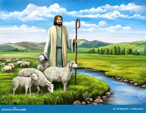Afbeelding van een herder met schapen als symbool voor Jezus