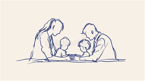 Illustratie van een gezin dat samen de Bijbel leest.