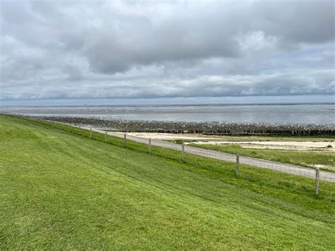 uitzicht vanaf de Waddenzeedijk bij Hallum