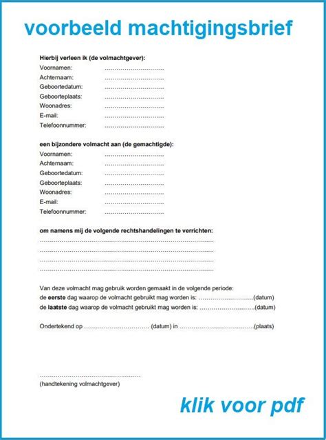 Voorbeeld van een ingevuld machtigingsformulier