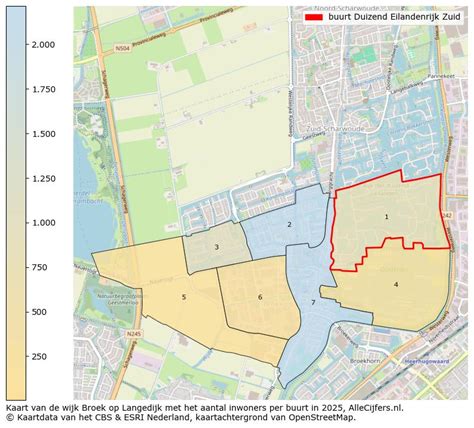 Kaart van Langedijk met de vele waterwegen en eilanden voor de ruilverkaveling