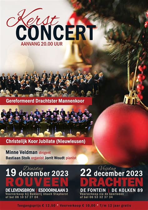 Flyer of poster van een aankomend concert van het Gereformeerd Drachtster Mannenkoor