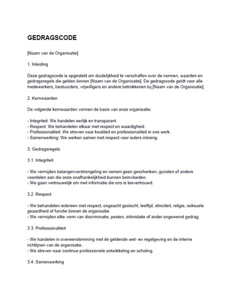 Infographic met de kernpunten van de gedragscode: veiligheid, respect, privacy, geheimhouding, lichamelijke en persoonlijke integriteit, geldbeheer, en onderlinge zorg.