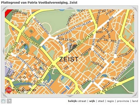 Plattegrond van Zeist met de locaties van historische kerken