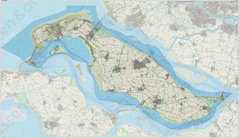 Historische kaart van Goeree-Overflakkee met Ouddorp gemarkeerd