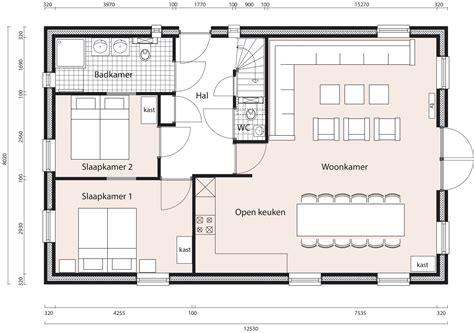 plattegrond van een zeer grote woning met veel detail