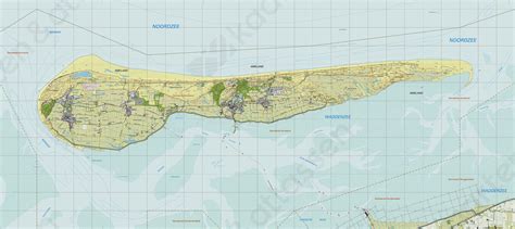 Kaart van Ameland met de locaties van kerken.