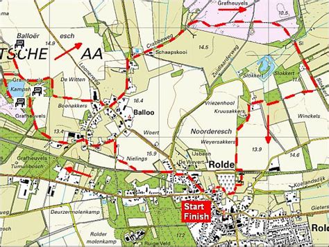 Kaart met de route van Rolde naar Bovensmilde