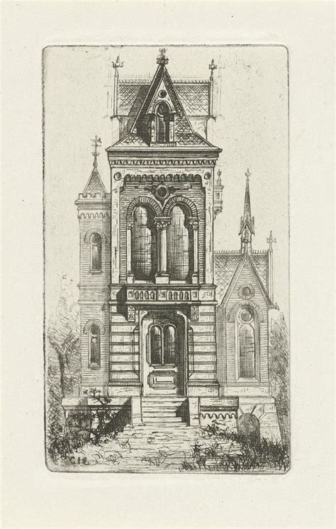 Detail van de gotische gevel met spitsboogvensters