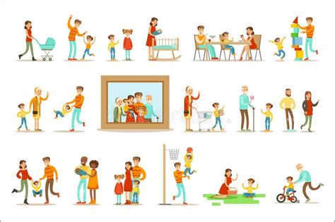 Illustratie van een gezin dat samen een kerkdienst bijwoont