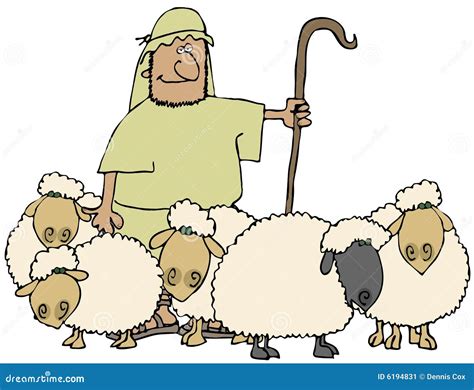 Illustratie van een herder met schapen, symboliserend de gemeenschap en zorg.