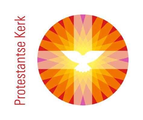 Gedetailleerde afbeelding van het logo van de Protestantse Kerk in Nederland met uitleg van de symbolen: cirkel, kruis en duif.