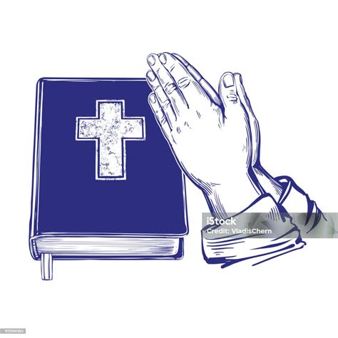 Illustratie van een bijbel met uitgestoken handen