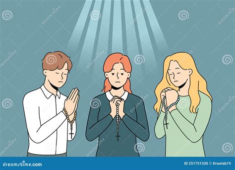 Illustratie van mensen die bidden in verschillende houdingen