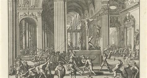 Illustratie van de Beeldenstorm in een kerk