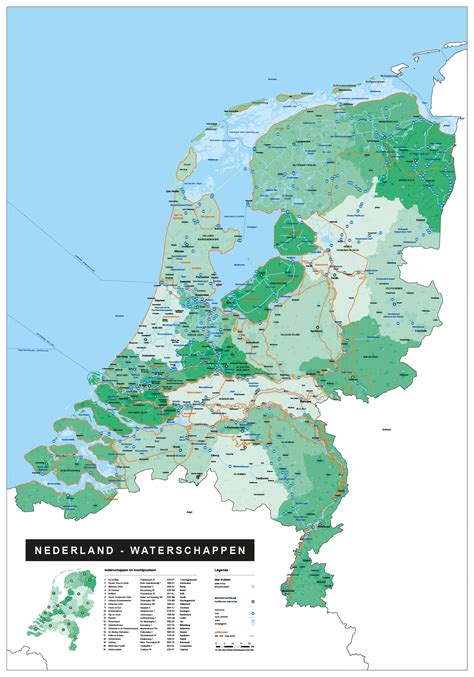 Kaart van Nederland met de gebieden van de verschillende waterschappen die te maken hebben met tariefsverhogingen.
