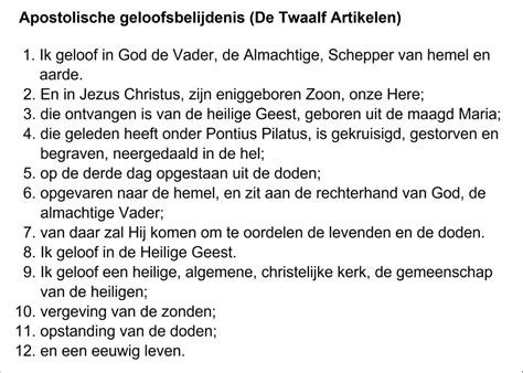 Illustratie van de Twaalf Artikelen van de Apostolische Geloofsbelijdenis.