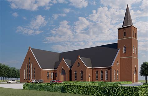 Visualisatie van de nieuwe kerk in Kesteren