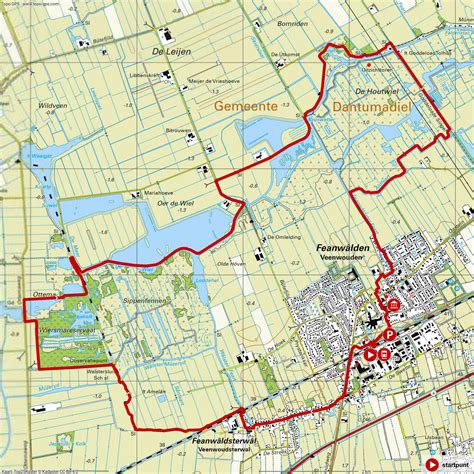 Kaart van Feanwâlden en omgeving