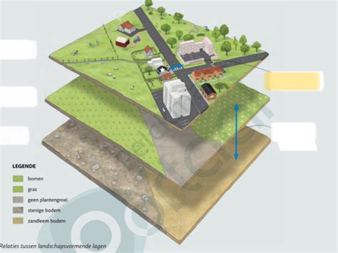 Landschap van duinen met bebouwing