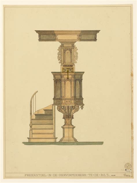 Detailfoto van de achthoekige preekstoel met leeuwenklauwen en acanthusbladeren