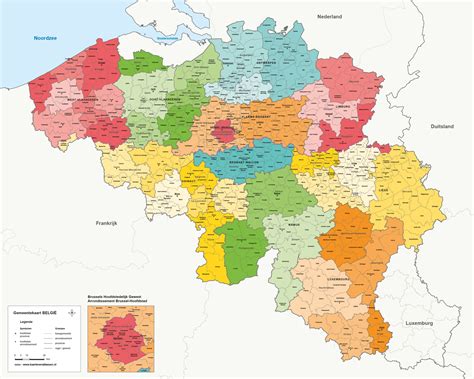 Kaart met de locaties van de oorspronkelijke evangelische gemeenten in België