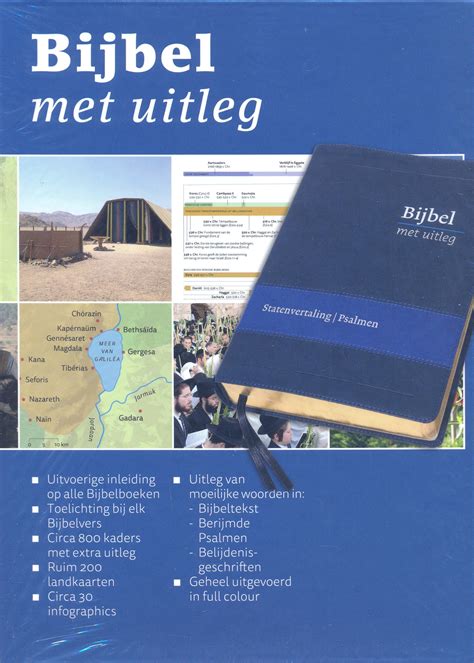 Boek met kaft en uitlegtekst, illustratief voor de Bijbel met Uitleg