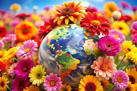 Illustratie van verschillende bloemen, die de diversiteit van Gods schepping symboliseren.