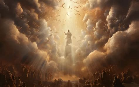 Visuele weergave van de hemelvaart van Christus, met engelen om Hem heen