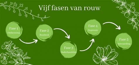 Grafiek die de verschillende fasen van rouw bij kinderloosheid weergeeft.