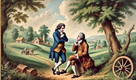 Historische illustratie van Theophilus Schumann in gesprek met een Arowak, 18e eeuw.