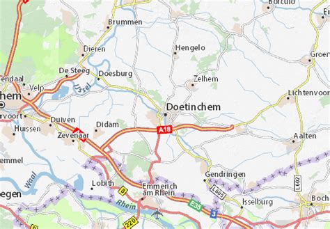 Historische kaart van Doetinchem en omgeving in de 19e eeuw