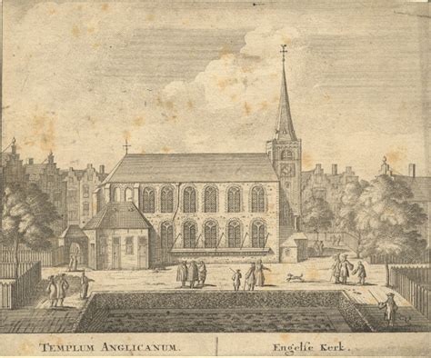 Illustratie van de Engelse Hervormde Kerk aan het Begijnhof in Amsterdam