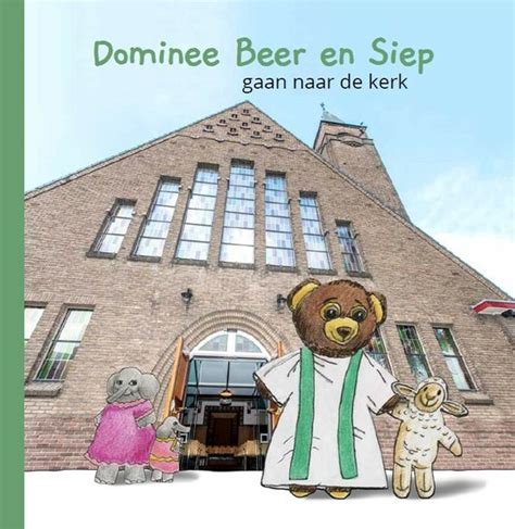 Illustratie van Dominee Beer en Siep het schaap, die samen naar de kerk lopen.