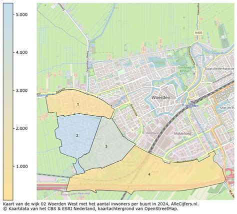 Plattegrond van Woerden met de locaties van de Gereformeerde Kerk en de twee wijken (Kruiskerk en Opstandingskerk)