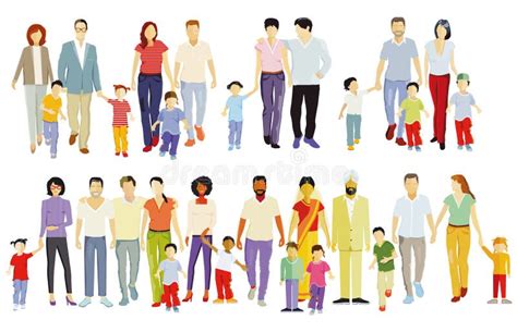 illustratie van verschillende gezinnen die de zondag op uiteenlopende wijzen doorbrengen, van rustig thuis tot een wandeling in de natuur