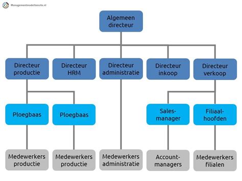 Diagram dat de organisatiestructuur van de gemeente weergeeft