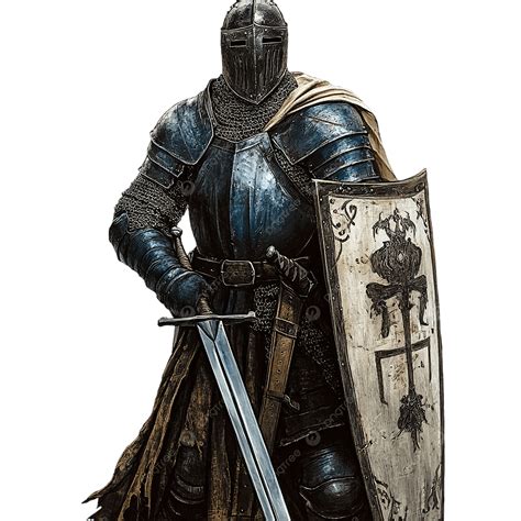 Illustratie van een ridder in vol ornaat met een schild en zwaard, waarbij het schild symbool staat voor het pantser van gerechtigheid.