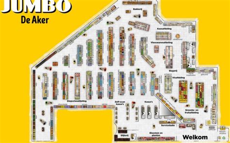 Plattegrond van de Jumbo Pellecomstraat Breda met aanduiding van de verschillende services.