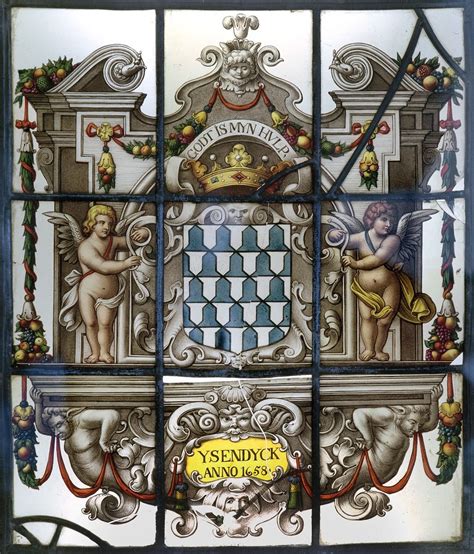 Gebrandschilderd raam met het wapen van IJzendijke in de Mauritskerk